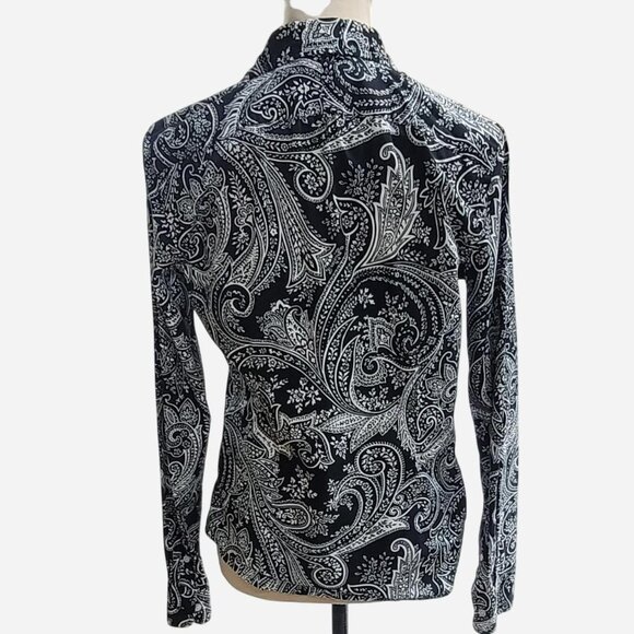 Chaps Women's Size Small Black/White Paisley Top - Picture 4 of 5